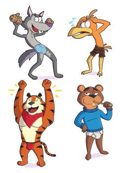 chip_the_wolf, sonny_the_cuckoo_bird, sugar_bear, tony_the_tiger, cocoa_puffs