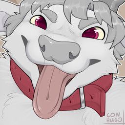 conhugo, 2_horns, anthro, antlers, blep