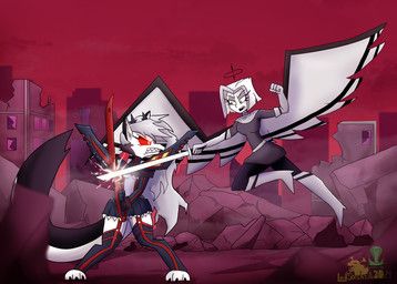 loona_(helluva_boss), lute_(hazbin_hotel), ryuko_matoi, hazbin_hotel, hellaverse