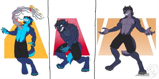 djwolf, crocdragon89, abs, abstract_background, anthro