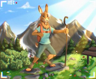 justyenari, anthro, backpack, bottomwear, brown_body