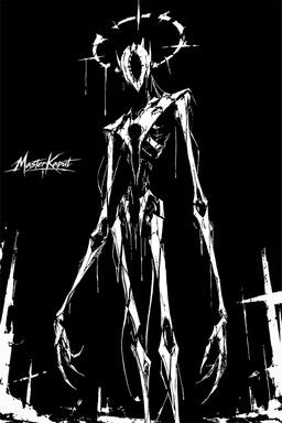 masterkaput, ambiguous_gender, black_background, cemetery, claws