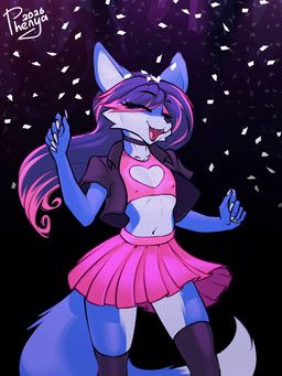 tagme_(character), phenyanyanya, blue_hair, bottomwear, canid