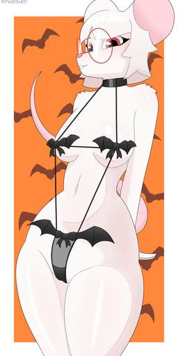 susie_(s-hard), halloween, s-hard, anthro, bat_(object)