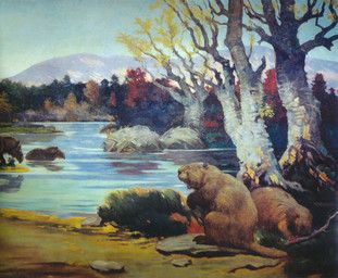 charles_r_knight, alceini, ambiguous_gender, artiodactyl, branch