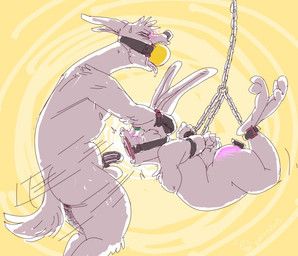 oddjuice, ambiguous_penetration, ankle_cuffs, anthro, arm_cuff