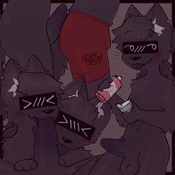pepper_(rileydied), creatureisfeatured, >_<, anthro, black_body