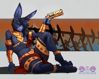 speccychicken, anklet, anthro, blue_body, blue_fur
