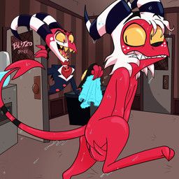 blitzo_(helluva_boss), moxxie_(helluva_boss), hellaverse, helluva_boss, lemur_monster
