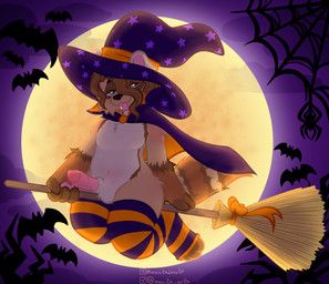 sleepyprocyon, halloween, masitaarts, animal_genitalia, anthro