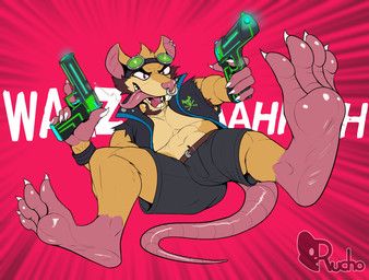 alan_nezumi, rucho, abs, action_pose, anthro