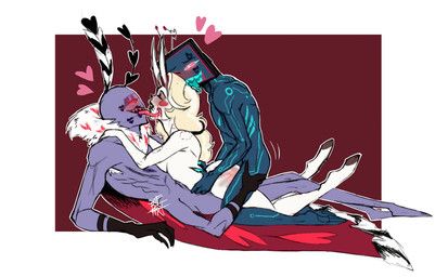 charlie_morningstar, valentino_(hazbin_hotel), vox_(hazbin_hotel), hazbin_hotel, hellaverse