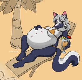 murninatair, anthro, beach, beach_chair, belly