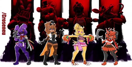 bonfie_(cryptiacurves), chiku_(cryptiacurves), fexa_(cryptiacurves), frenni_(cryptiacurves), withered_bonnie_(fnaf)