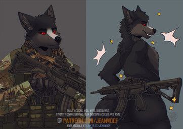 jeanwoof, anthro, butt, canid, canine