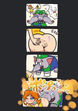elephant_luigi, luigi_(mario_bros), princess_daisy, mario_bros, nintendo