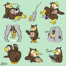 blathers_(animal_crossing), animal_crossing, nintendo, bleu_cheese_(artist), 4_fingers
