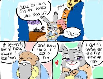benjamin_clawhauser, fru_fru, judith_(zootopia), judy_hopps, juniper_wilde_(sunnypompom06)