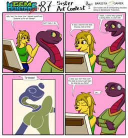 ada_(gem_hunters), mel_(gem_hunters), baristagamerproductions, annoyed, anthro