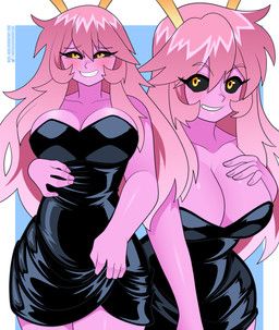 ashido_mina, my_hero_academia, nico_neko, bare_shoulders, big_breasts