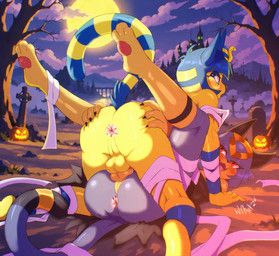 ankha_(animal_crossing), animal_crossing, halloween, nintendo, palworld