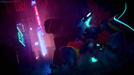 nicky_goat, tormiline_(protogen), nicky_goat_(artist), abdominal_bulge, alley