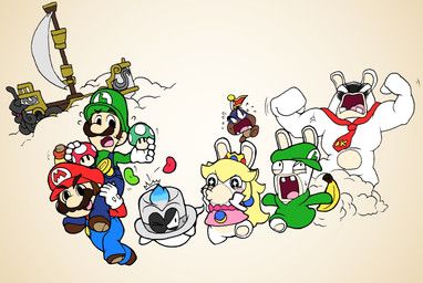 cappy_(mario), captain_goomba, luigi, mario, rabbid_kong