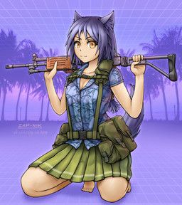galil_(upotte), upotte!!, zap-nik, aloha_shirt, animal_humanoid
