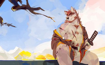 seatohao, accessory, anthro, arm_scar, asian_clothing
