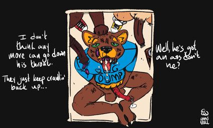 qwaxi~lixard, abdominal_bulge, ambiguous_species, anthro, anthro_pred