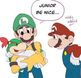 bowser_jr., luigi_(mario_bros), mario_(mario_bros), mario_bros, nintendo