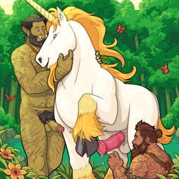 mythology, quasarbearcat, 1_horn, animal_genitalia, animal_penis