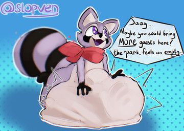 rambley_raccoon, indigo_park, serven, after_vore, ambiguous_anthro