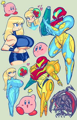 kirby, ridley, samus_aran, kirby_(series), metroid