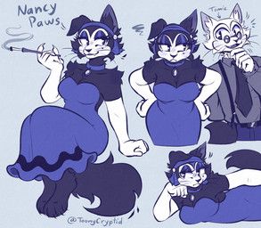 nancy_paws_(toonycryptid), tomic_(toonycryptid), toonycryptid, 1920s_theme, @_symbol