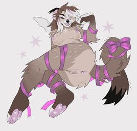 yakpup, anthro, anus, black_ear_tips, black_ears