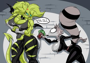 uva_the_raccoon, therizkpiecraft, angry, anthro, big_breasts