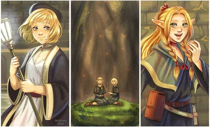 falin_touden, marcille_donato, delicious_in_dungeon, inksilvery, 5_fingers