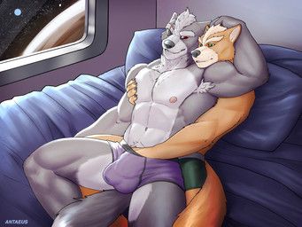 fox_mccloud, wolf_o'donnell, nintendo, star_fox, antaeus
