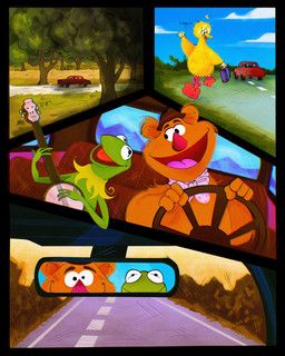 big_bird_(sesame_street), fozzie_bear, kermit_the_frog, muppets, pbs