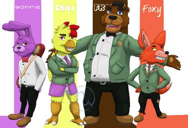 bonnie_(fnaf), bonnie_bunn, chica_(fnaf), chica_chiken, foxy_(fnaf)