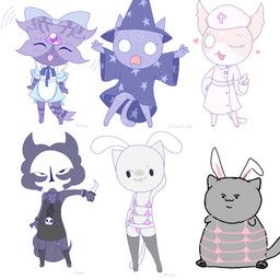 alice_(mewgenics), lucy_(mewgenics), marshmallow_(mewgenics), morana_(mewgenics), stacy_(mewgenics)