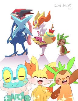 ash-greninja, serena's_delphox, nintendo, pokemon, pokemon_(anime)