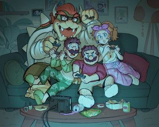 bowser, luigi, mario, polterpup, prince_peasley