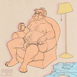 jackaloo, anthro, barefoot, beverage, body_hair