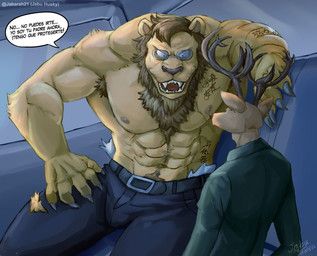 ibuki_(beastars), louis_(beastars), beastars, jabuhusky, 2_horns