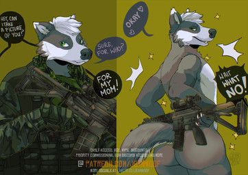 jeanwoof, acog_scope, anthro, badger, bulletproof_vest