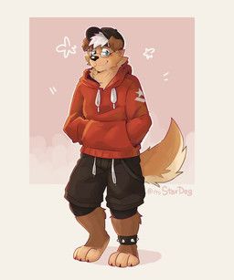 its_stardog, anthro, barefoot, black_bottomwear, black_clothing