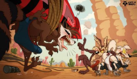 rocket_raccoon, wile_e._coyote, ziggy_(wolfbard), acme, acme_products