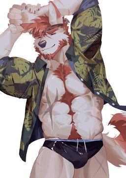 seatohao, abdominal_scar, abs, accessory, anthro